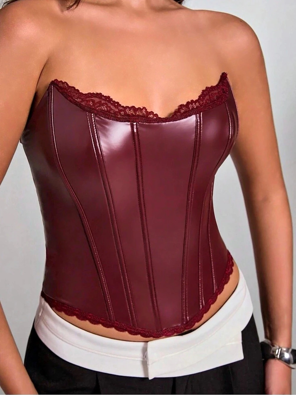 Burgundy Lace-Up Corset XS